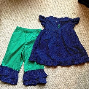 Lolly Wolly Doodle 2 pc girl outfit S embroidered size 5
